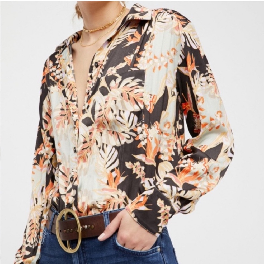 Free People | Under the Palms Button Down Long Sleeve Blouse Size Small